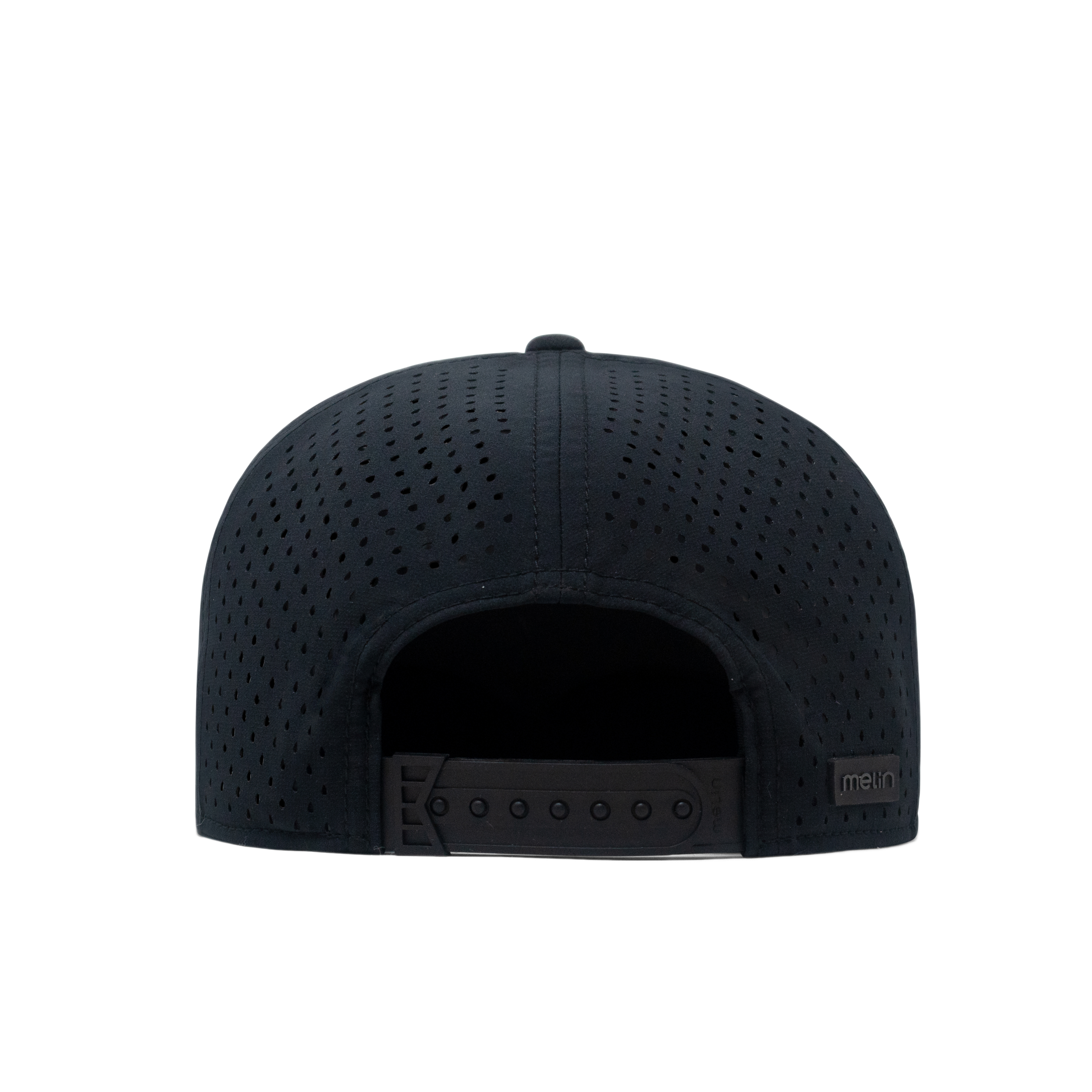 The back view of the Melin Horizon Fit Treches Icon Hydro hat in black