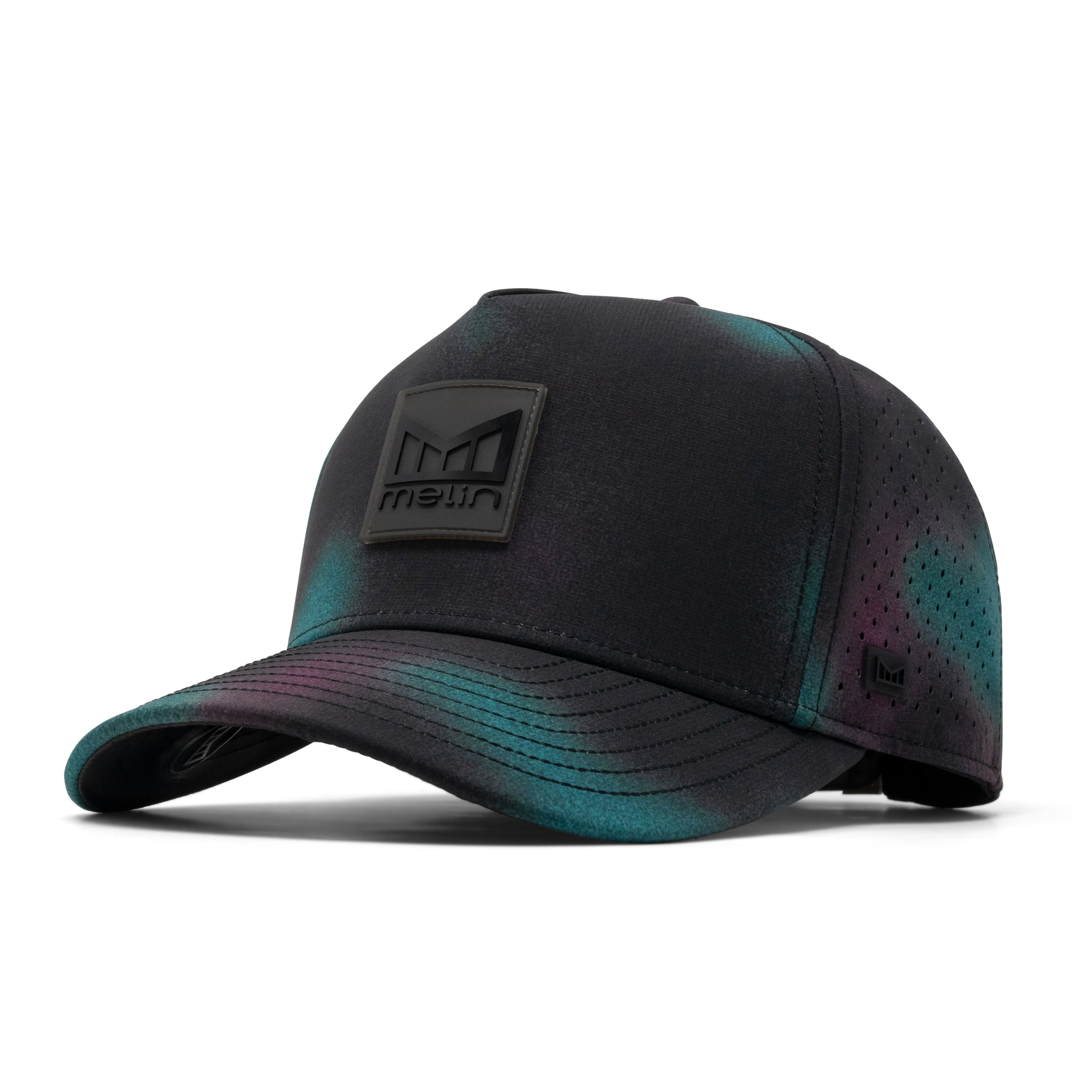 The front, angled view of the melin Odysea Stacked Hydro Split Fit in Northern Aura