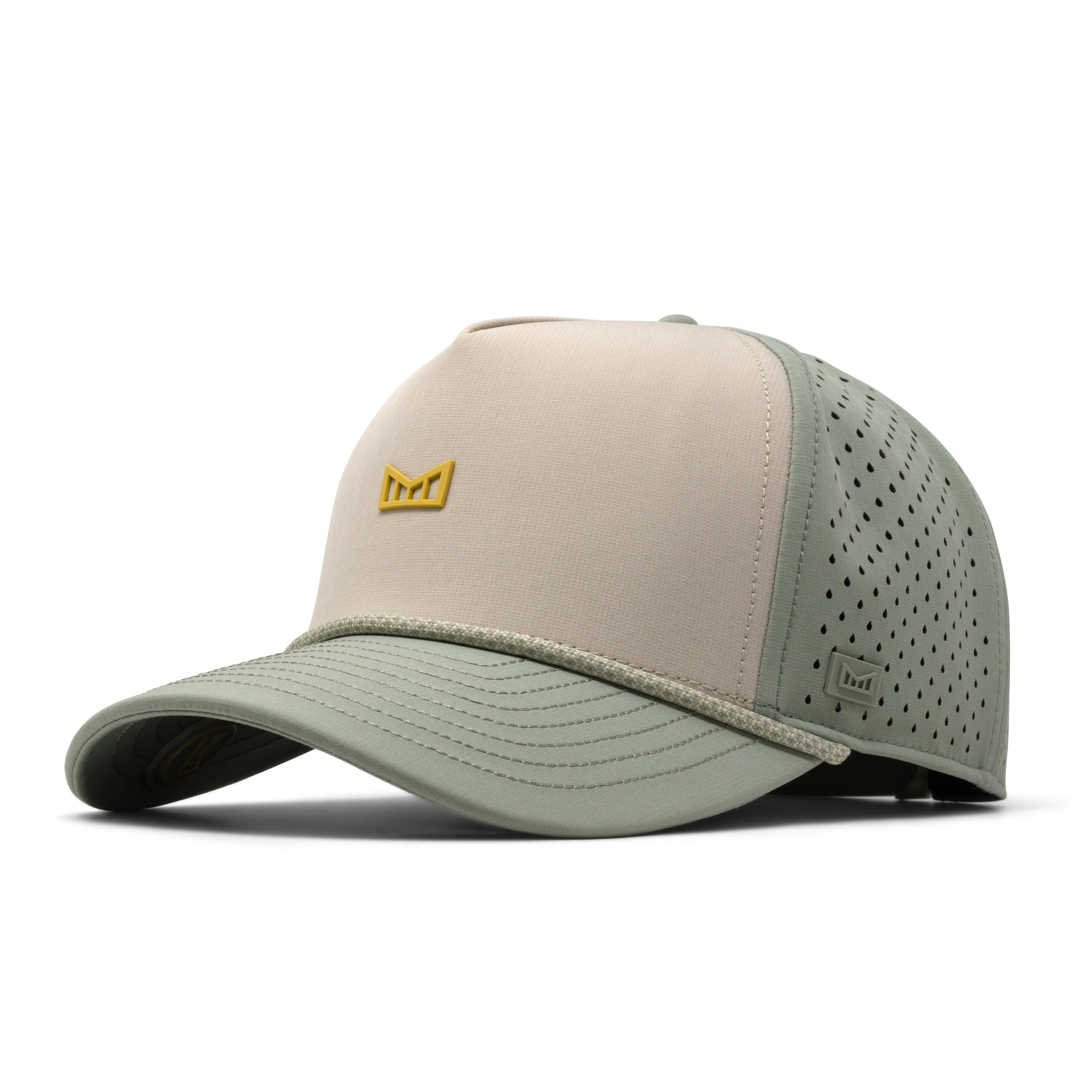 The front, angled view of the melin Odysea Rope Bulls Icon Hydro Split Fit in Sandshell