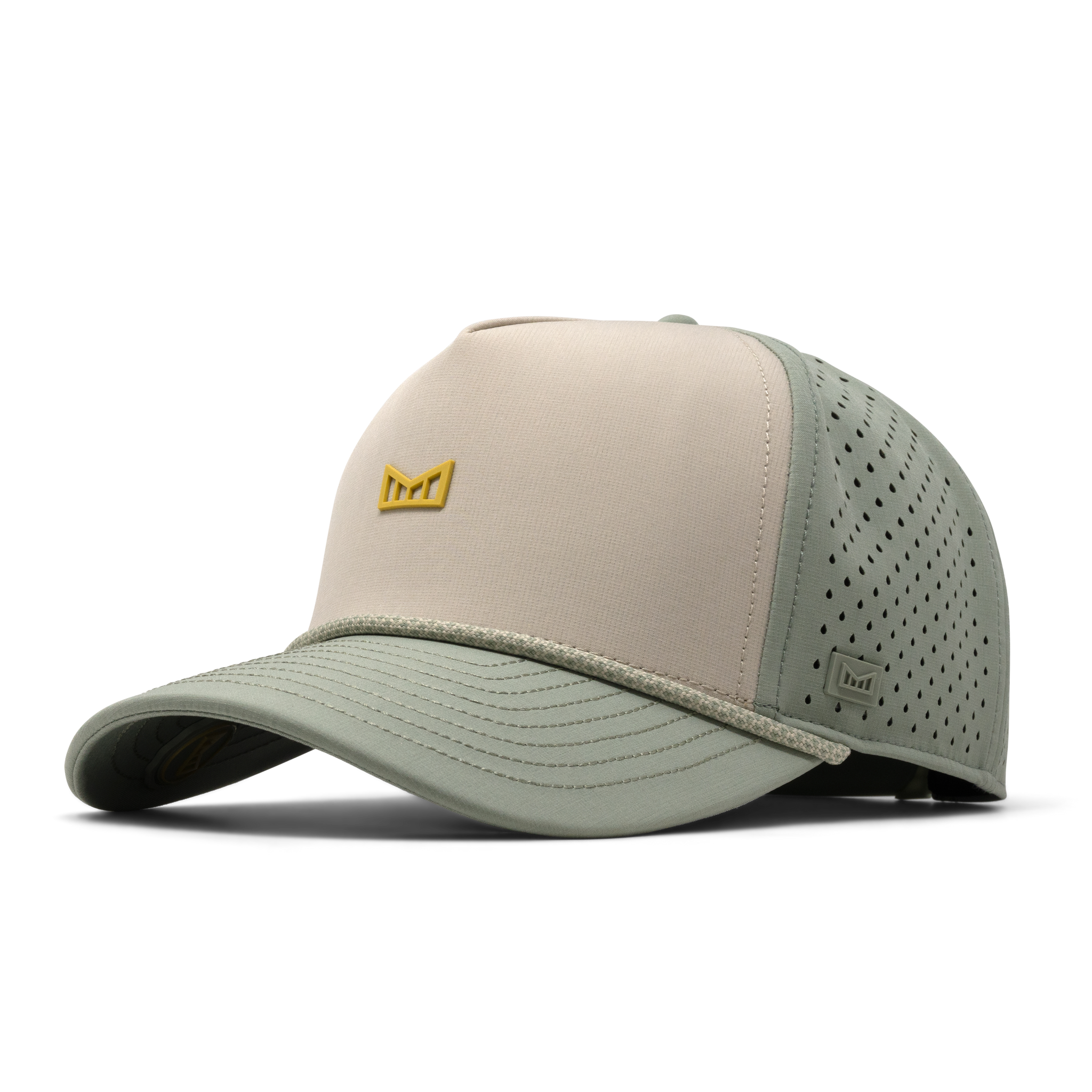 The front, angled view of the melin Odysea Rope Bulls Icon Hydro Split Fit in Sandshell