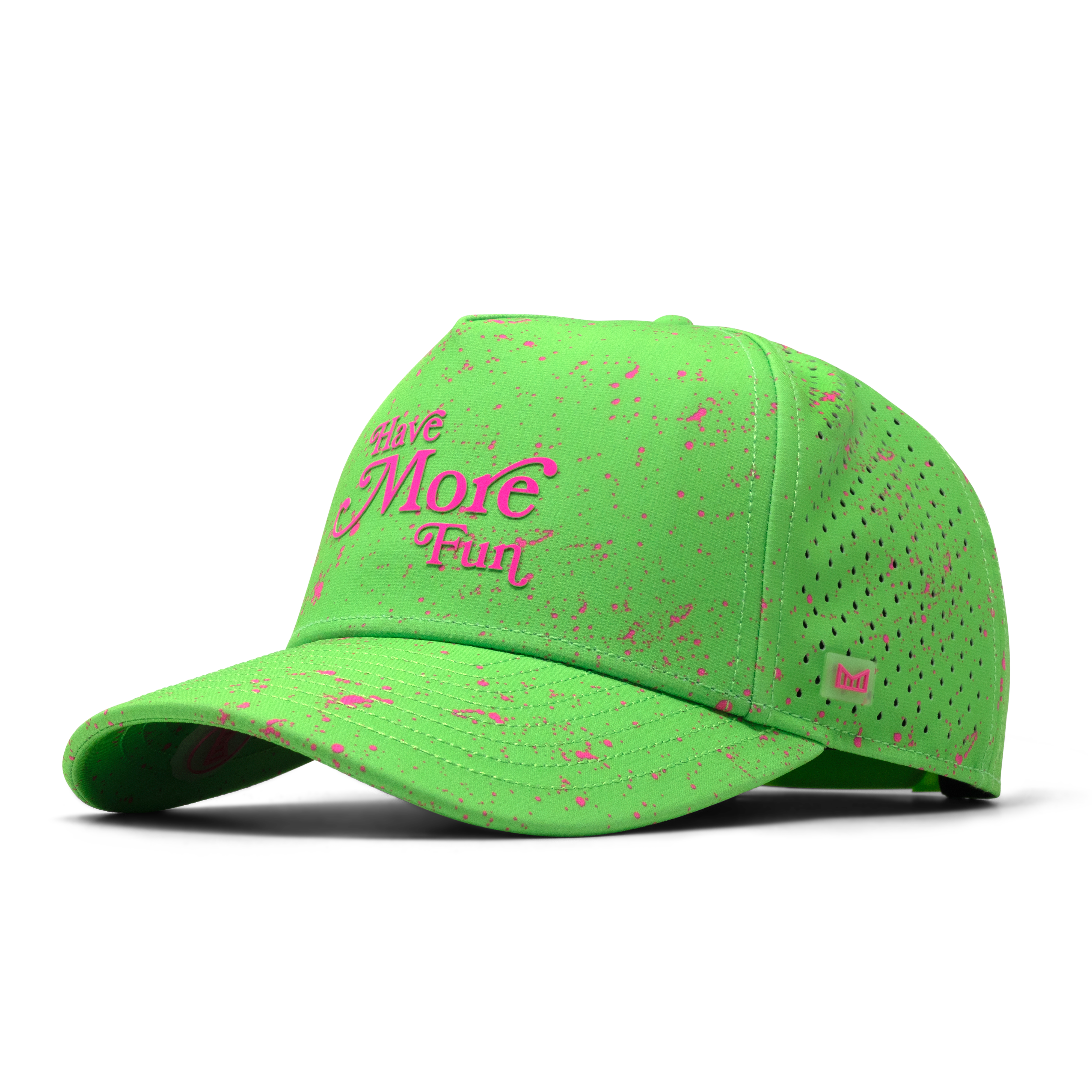 The front, angled view of the melin Odysea Neon Hydro Split Fit in Slime