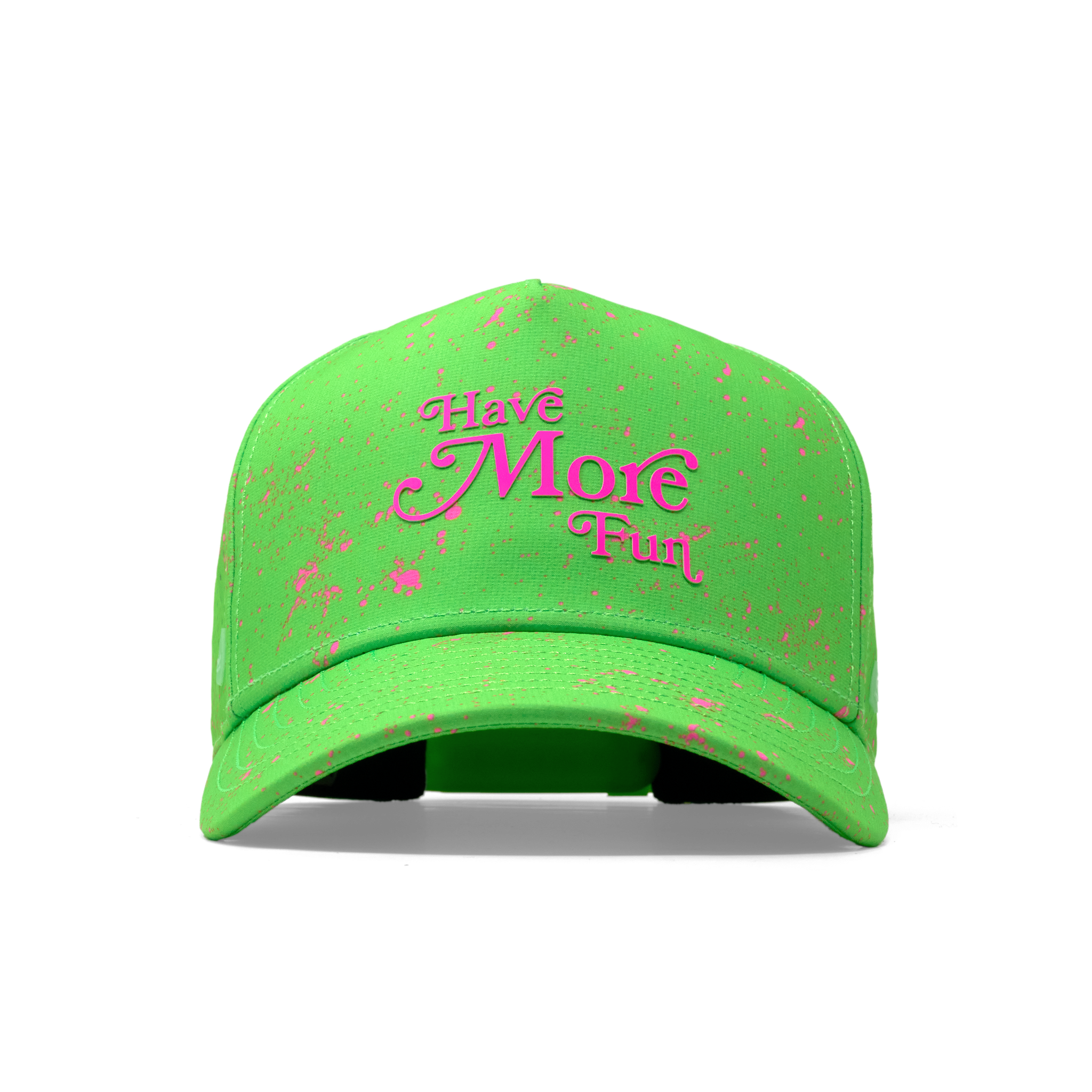 The front view of the melin Odysea Neon Hydro Split Fit in Slime