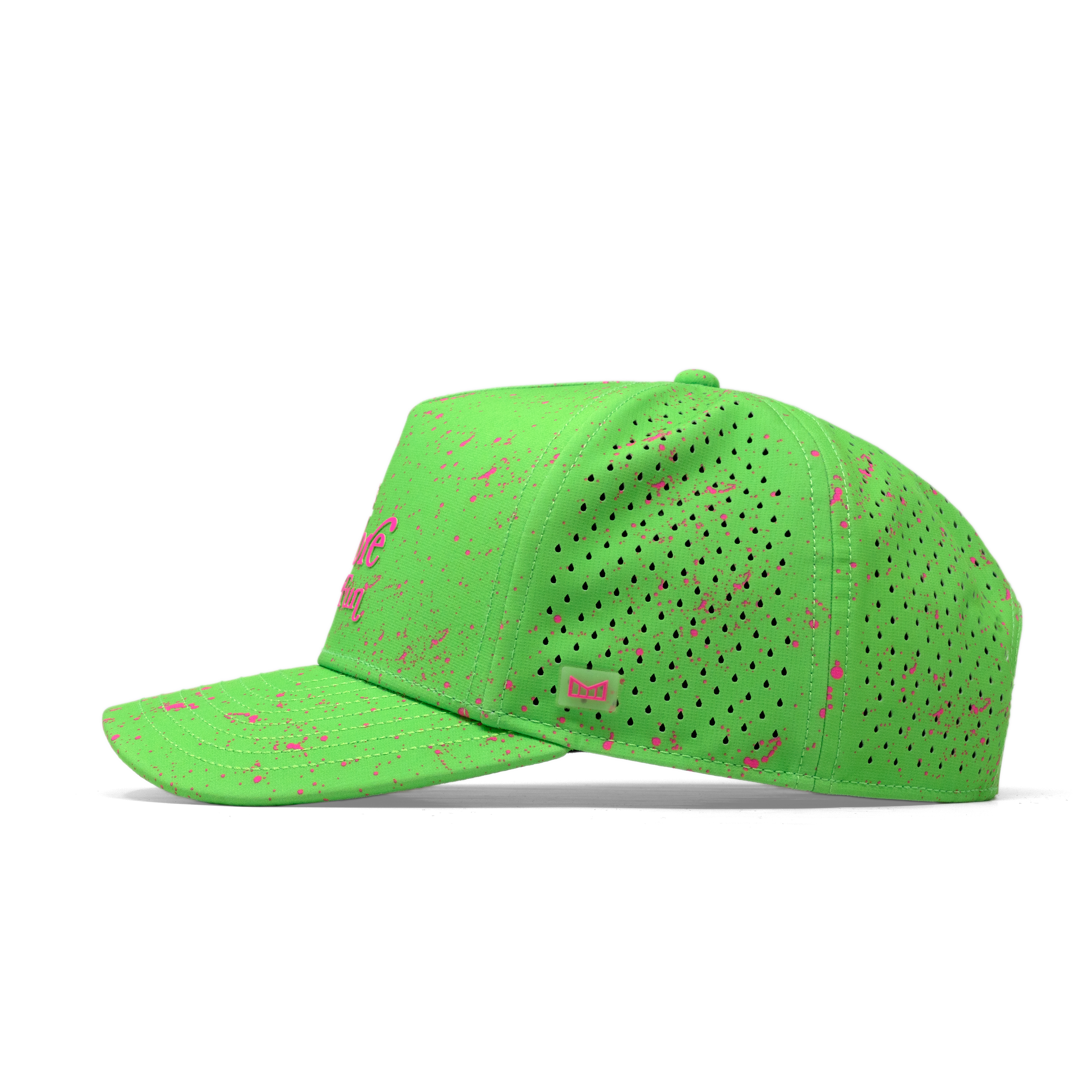 The side view of the melin Odysea Neon Hydro Split Fit in Slime