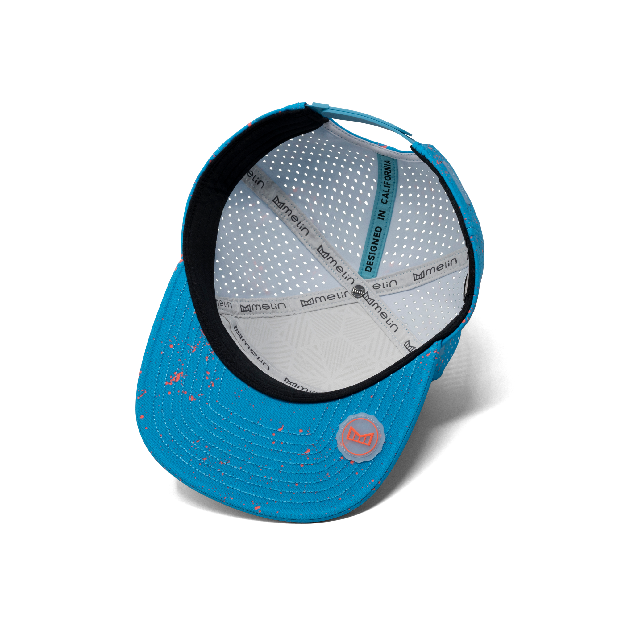 The inside view of the melin Trenches Neon Hydro  Horizon Fit in Electric Blue